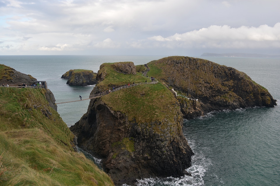 Rocks sea rope bridge