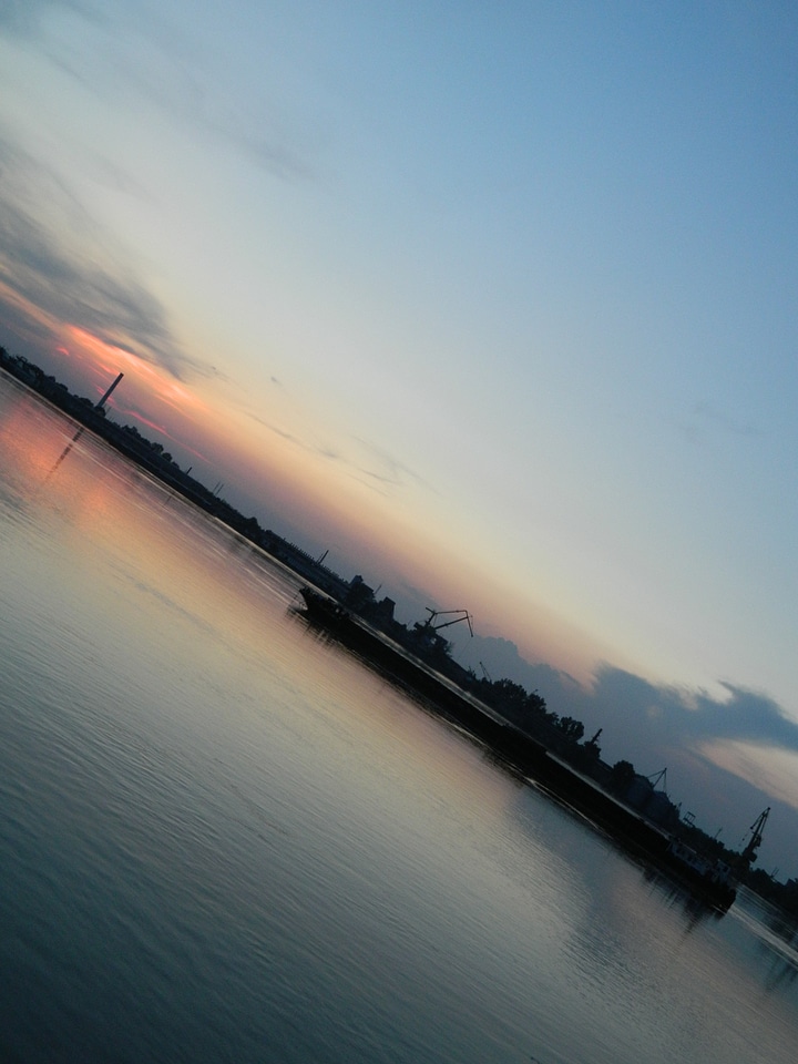 Sunset view on the Danube river