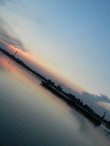 Sunset view on the Danube river