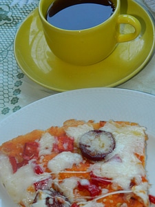 Homemade Pizza and Tea photo