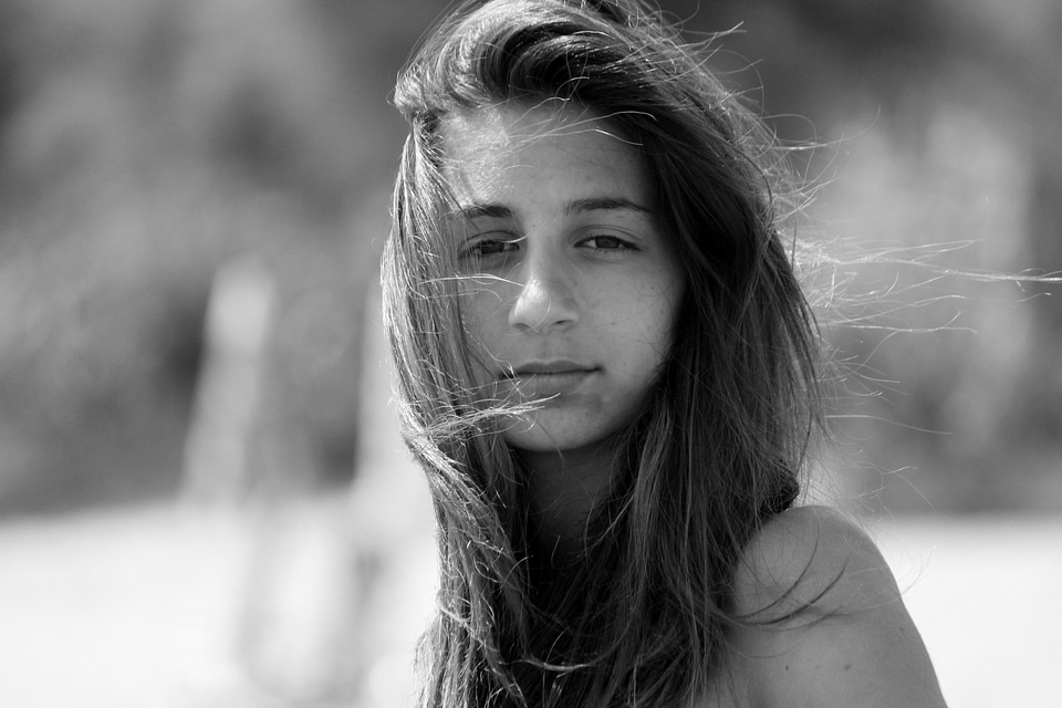 Wind hair woman