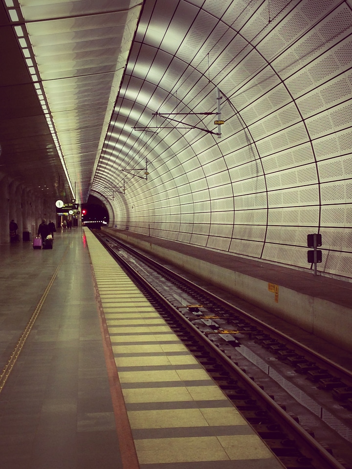 Railroad tracks station train station