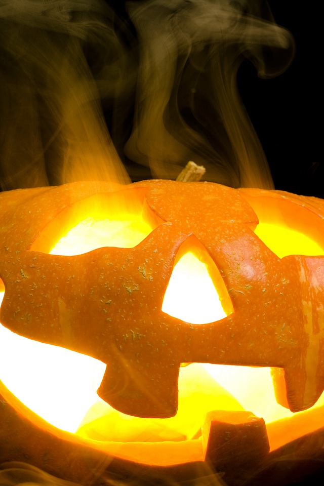 Smoke on halloween pumpkin