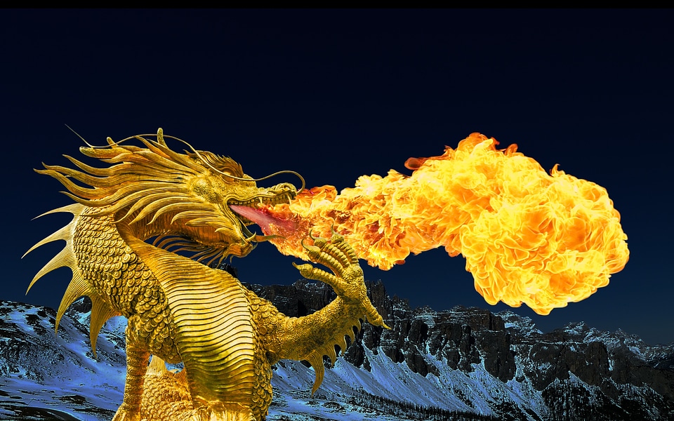 Golden dragon broncefigur thailand