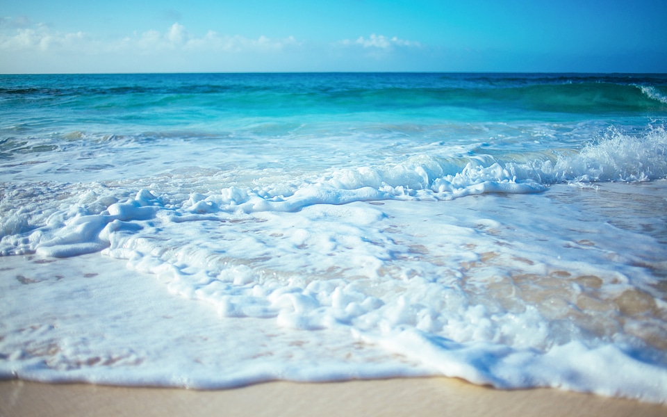 Closeup wave on the beach