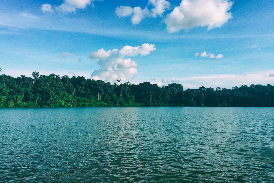 Blue sky with natural lake