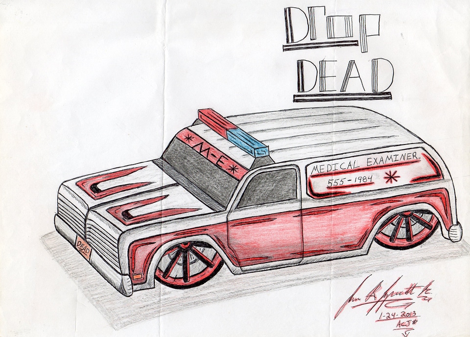 Ambulance drawing by hand