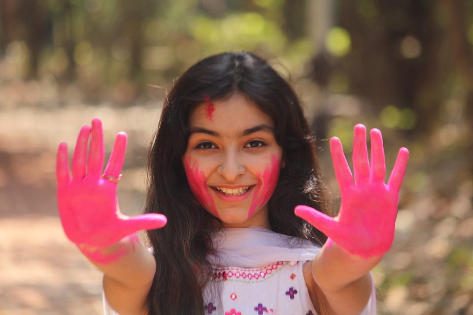 Woman with Pink Hands