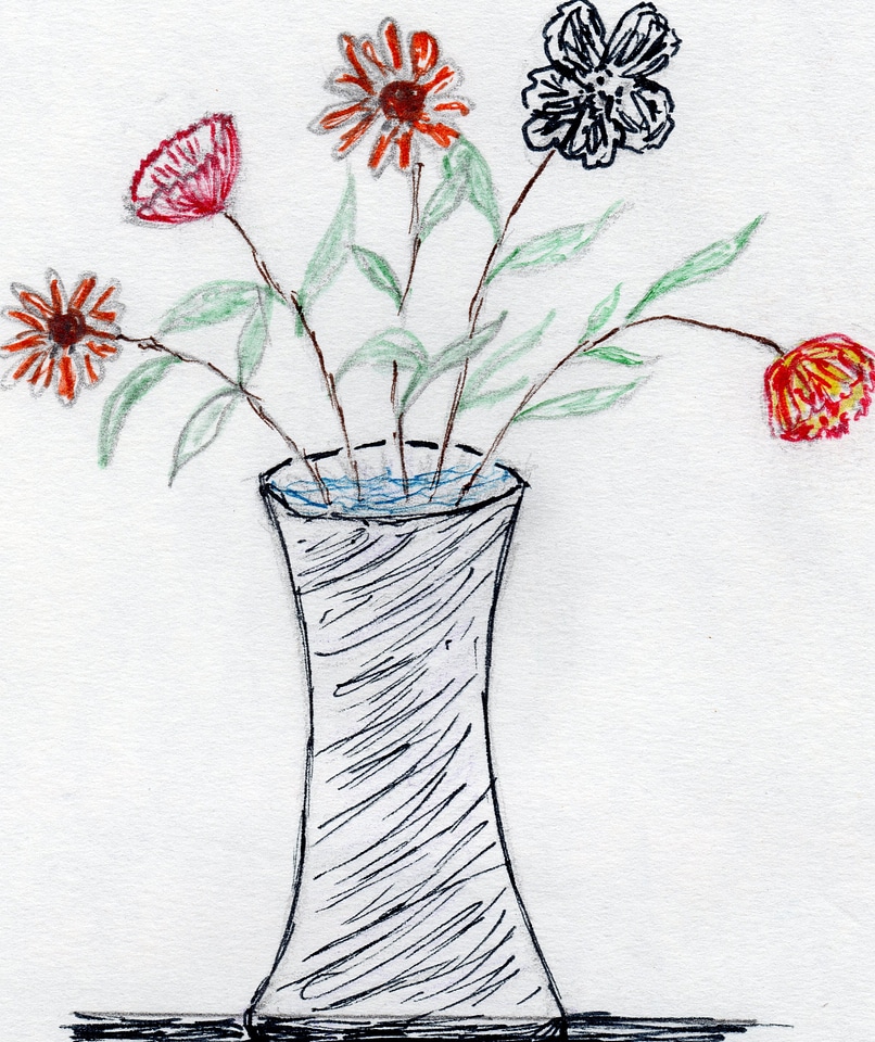 Flower Vase - Hand drawn art