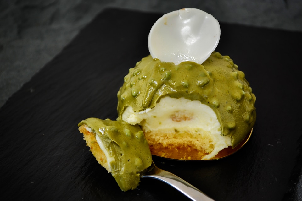 Plated Matcha Cake Dessert