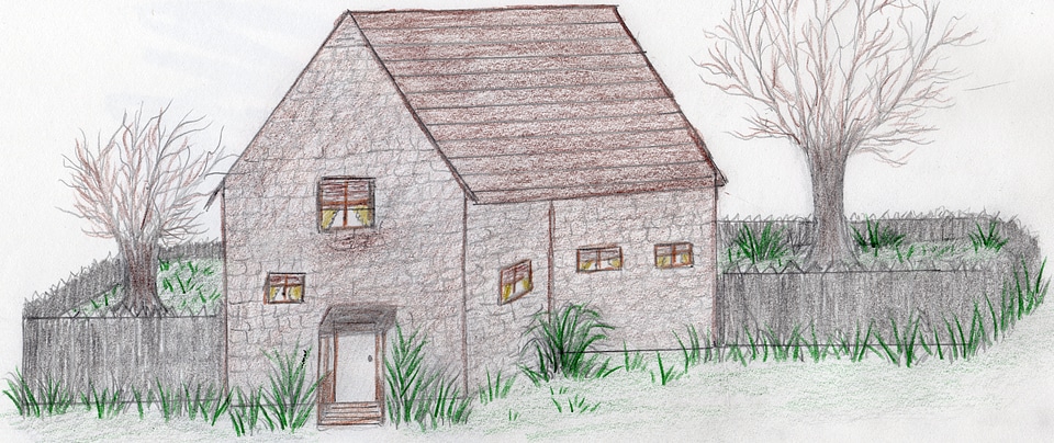 Hand drawn stone house