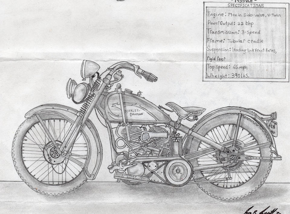 Hand Drawn Harley Davidson