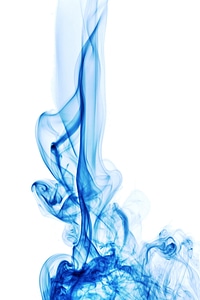 Abstract blue smoke on white background photo