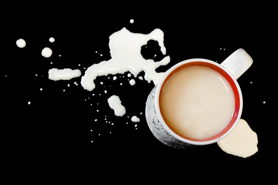 Tea Cup and Splashed Milk