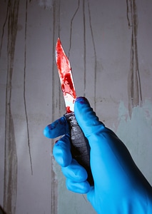Knife with sweet ketchup photo