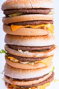 Three double hamburgers photo