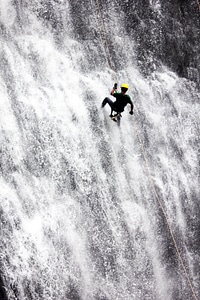 Man Adventure Waterfall Rappelling photo