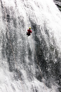 Waterfall Man Climbing Rappelling photo