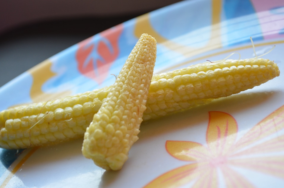 Two Baby Corns In A Plate