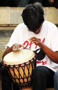 Drummer Playing With Hands photo