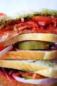 Vegetable Sandwich Closeup photo