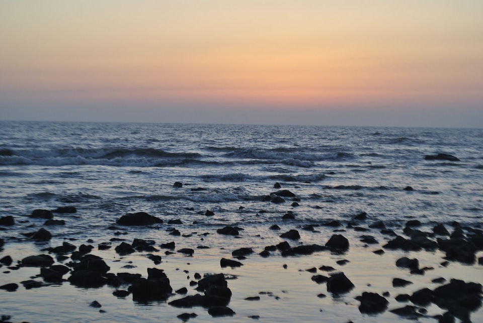 Sunset Waves Seashore