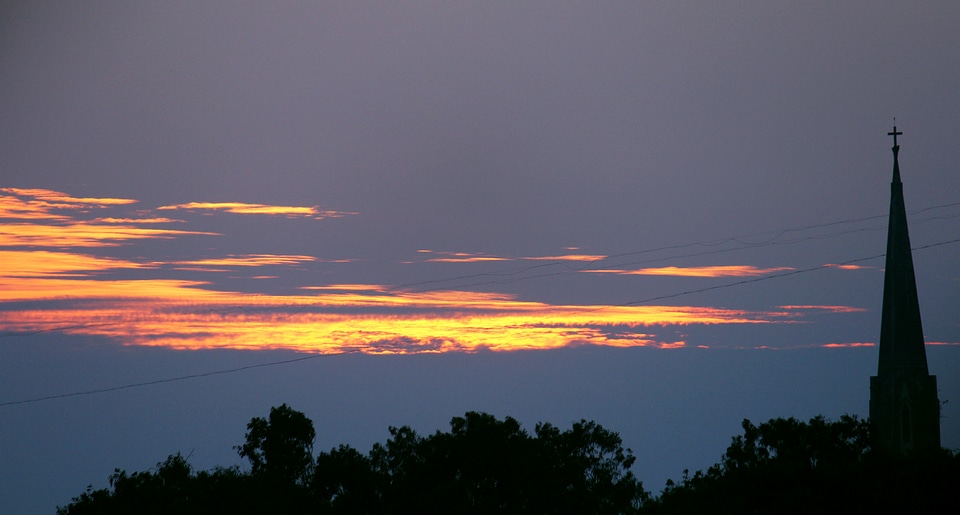 Church Cross On Evening Sky