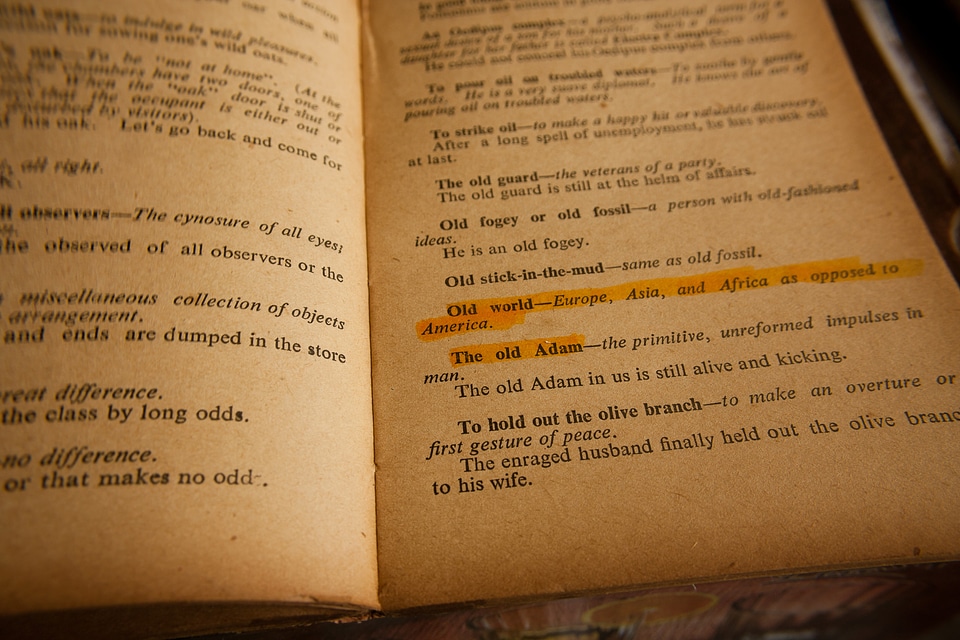English Phrases Old Book