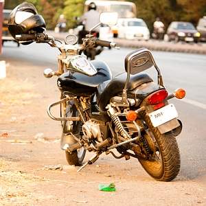 Bike Standing By The Road photo