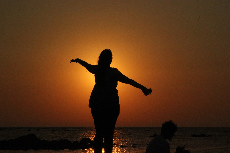 Woman Happy Sunset