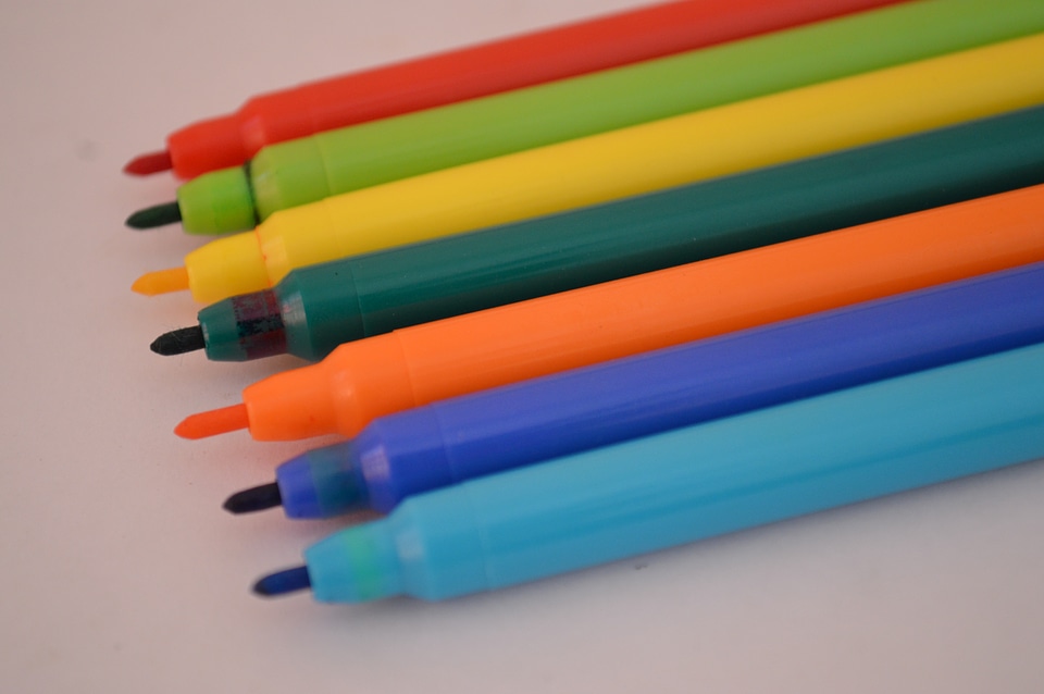 Row Of Colored Sketch Pens