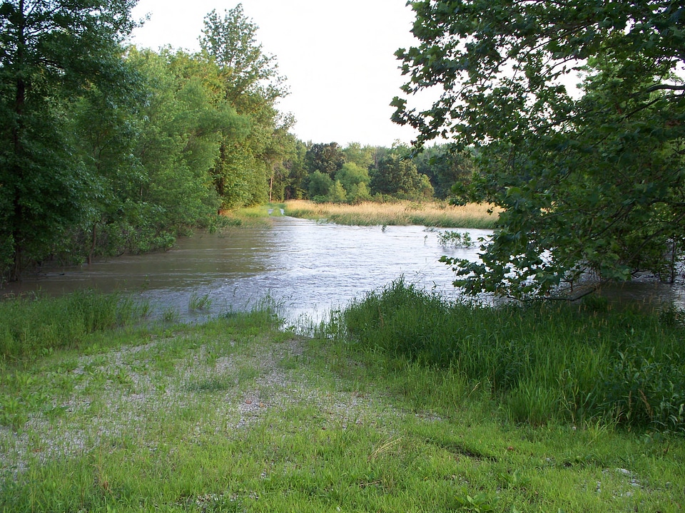 Flooded road on Swan Lake National Wildlife Refuge