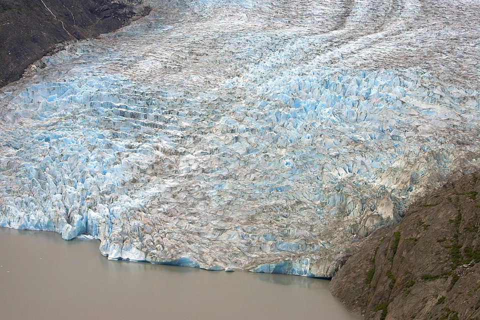 Aerial view of Alaskan glacier