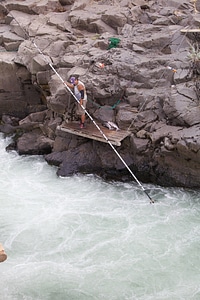 Yakama tribal member salmon fishing in the Klickitat River