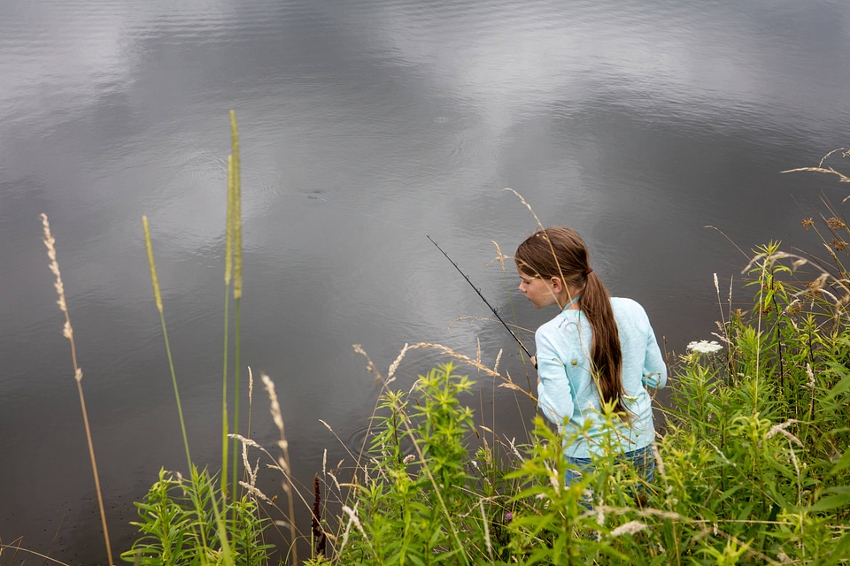 Young girl fishing