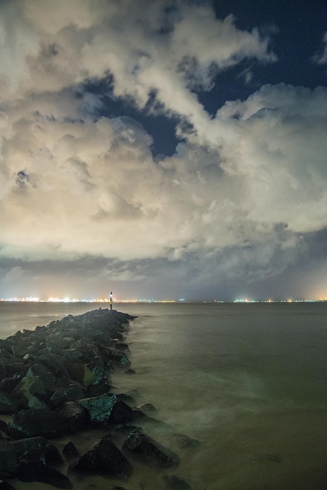 Beach lights sea