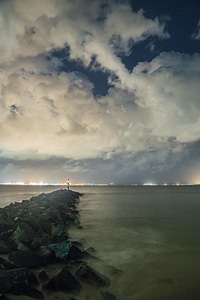 Beach lights sea