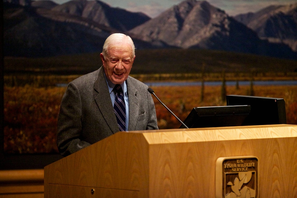 Jimmy Carter speaks at the Arctic National Wildlife Refuge 50th anniversary symposium
