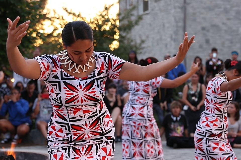 American Samoa tribal members presenting at cultural gathering
