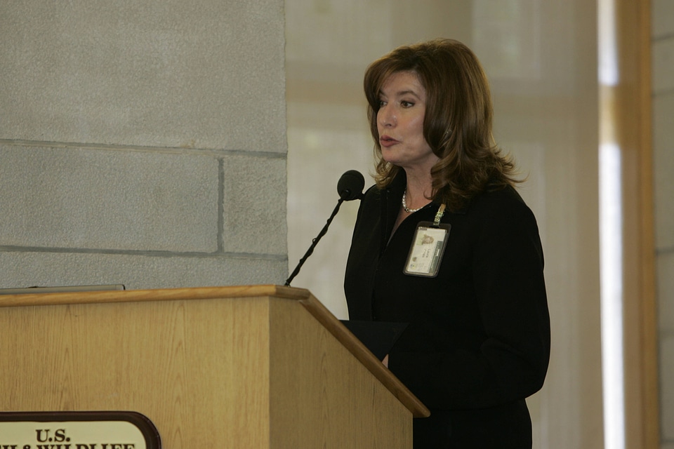 Laura Jones speaking at Rick Lemon's retirement party