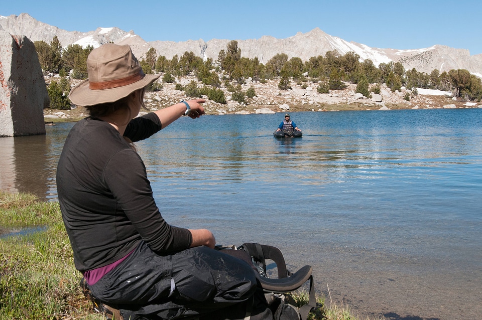 Biologist retrieves seine nets