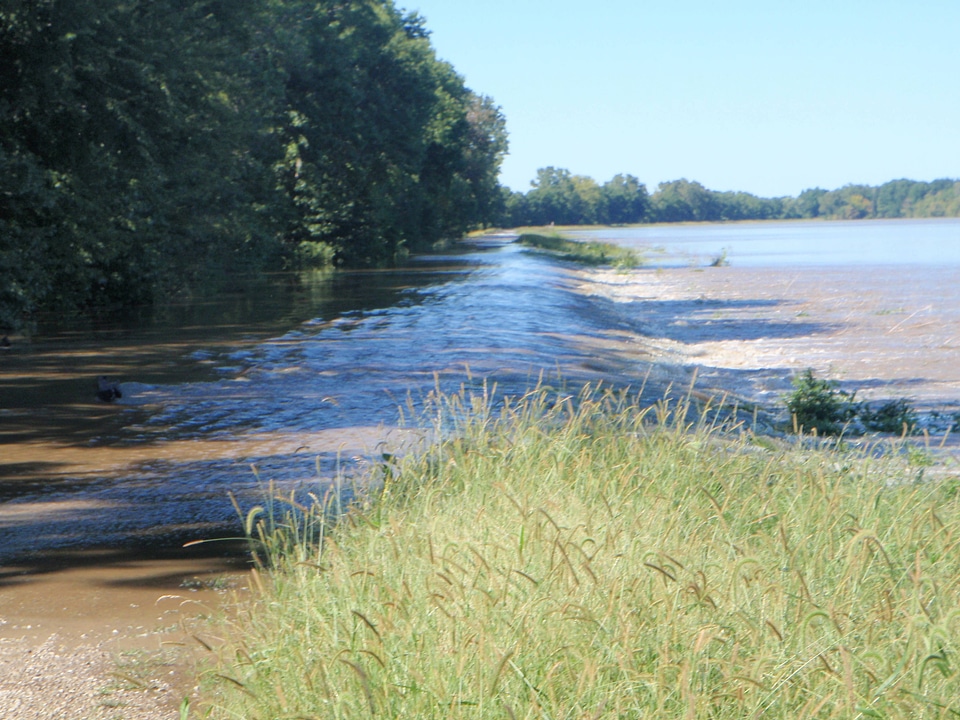 Swan Lake National Wildlife Refuge flooded visitor center access road