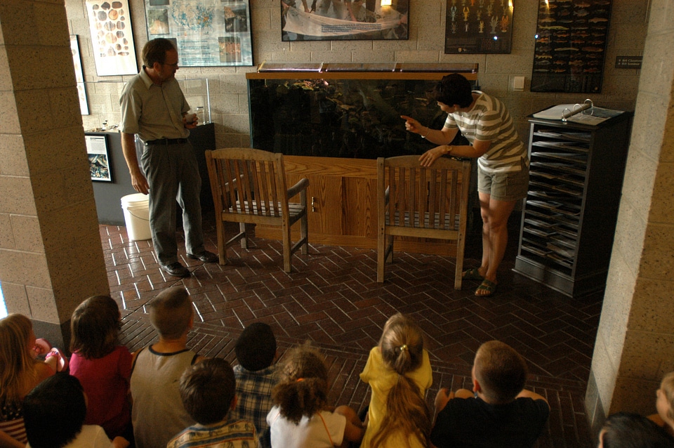 Group discussion with the summer camp kids