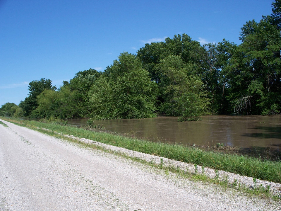 Flood water up to road