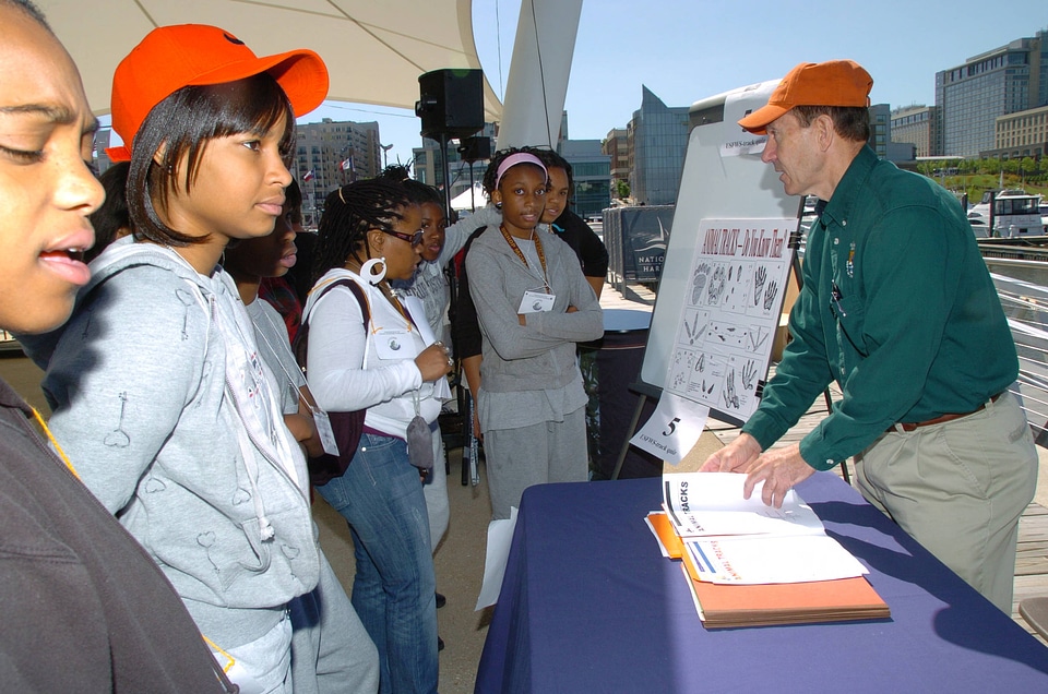 FWS employee talks to students