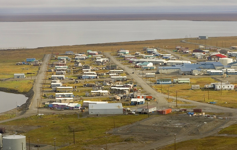 Village along the coast at Arctic National Wildlife Refuge