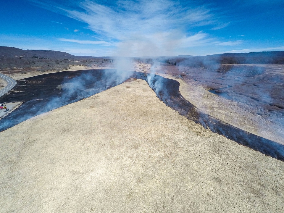 Aerial shot of prescribed burn