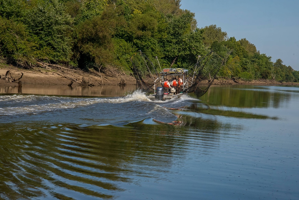 U.S. Fish and Wildlife Service boat, The Magna Carpa, searching for invasive carp-1