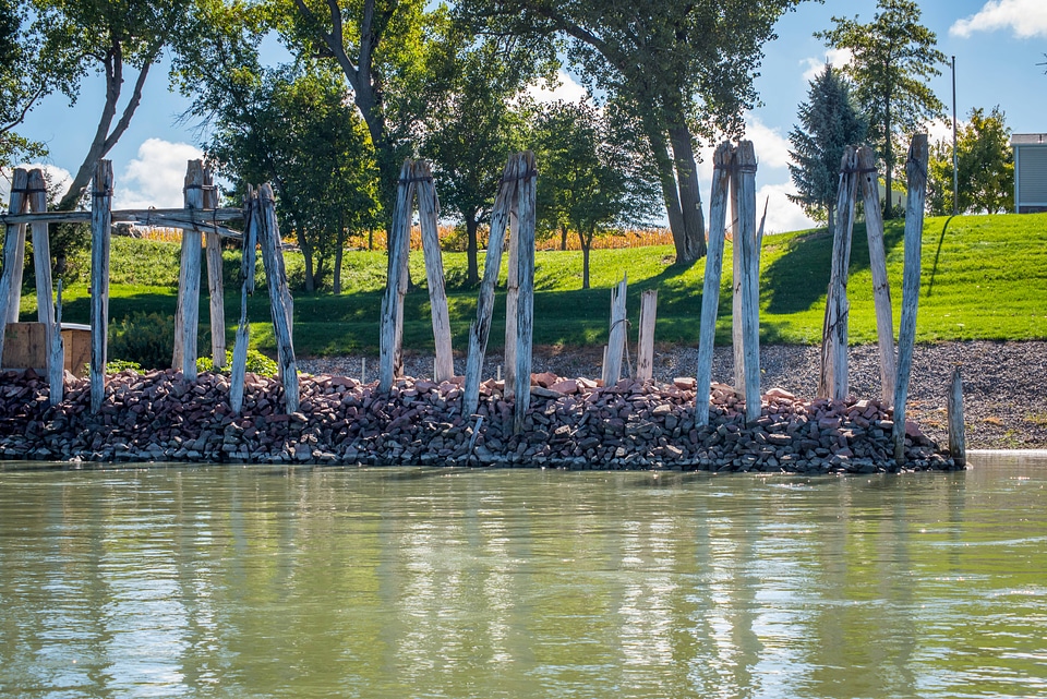 Old wooden pilings along Missouri River near Yankton, South Dakota-2