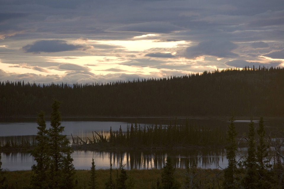 Sunset on lake at Tetlin NWR